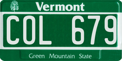 VT license plate COL679