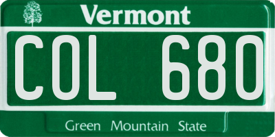 VT license plate COL680