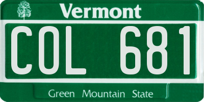 VT license plate COL681