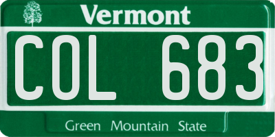 VT license plate COL683
