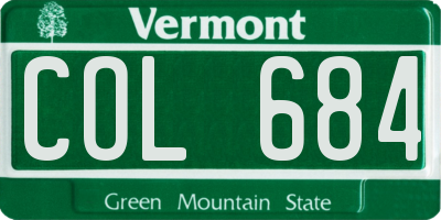 VT license plate COL684