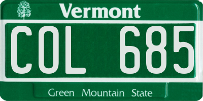 VT license plate COL685