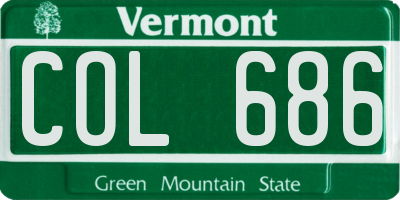VT license plate COL686