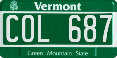 VT license plate COL687