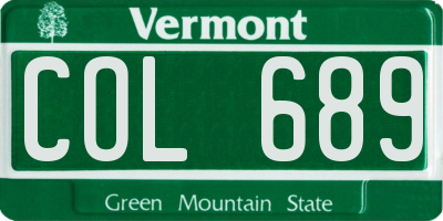VT license plate COL689