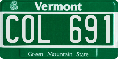 VT license plate COL691