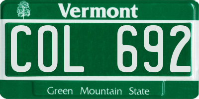 VT license plate COL692