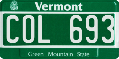 VT license plate COL693