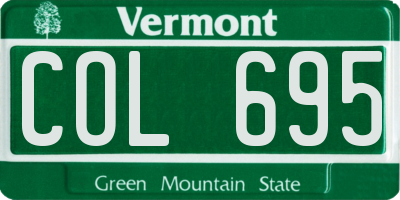 VT license plate COL695