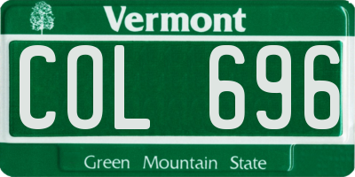 VT license plate COL696