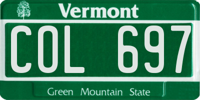 VT license plate COL697