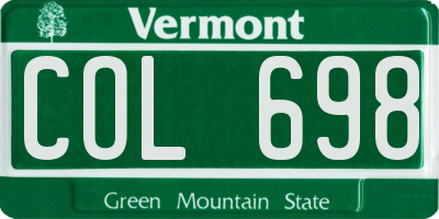 VT license plate COL698