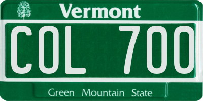 VT license plate COL700