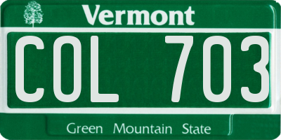 VT license plate COL703