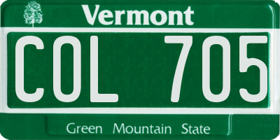 VT license plate COL705