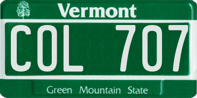 VT license plate COL707