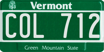 VT license plate COL712