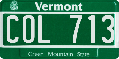 VT license plate COL713