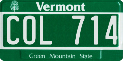 VT license plate COL714