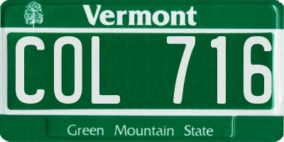 VT license plate COL716