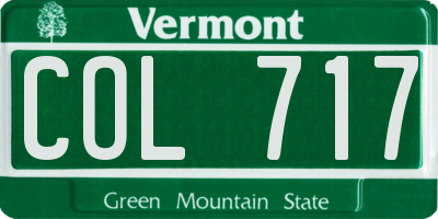 VT license plate COL717