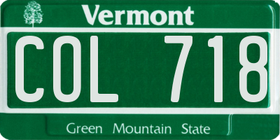 VT license plate COL718