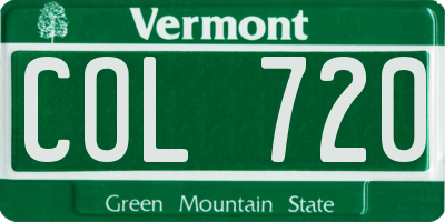 VT license plate COL720