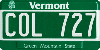 VT license plate COL727
