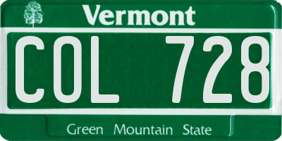 VT license plate COL728