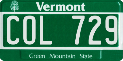 VT license plate COL729