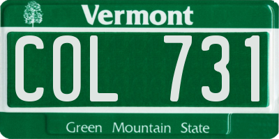 VT license plate COL731