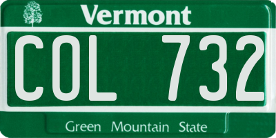VT license plate COL732