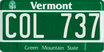 VT license plate COL737