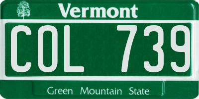 VT license plate COL739
