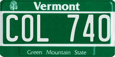 VT license plate COL740