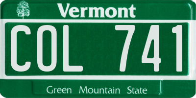 VT license plate COL741