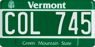 VT license plate COL745