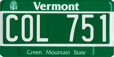 VT license plate COL751