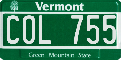 VT license plate COL755