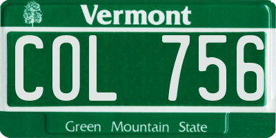 VT license plate COL756