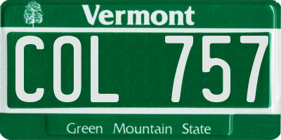 VT license plate COL757