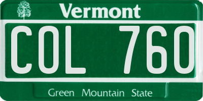 VT license plate COL760