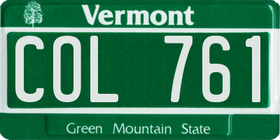 VT license plate COL761