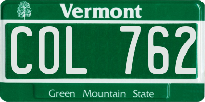 VT license plate COL762