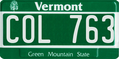 VT license plate COL763