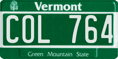 VT license plate COL764