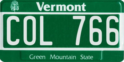 VT license plate COL766