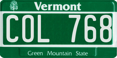 VT license plate COL768