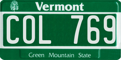 VT license plate COL769