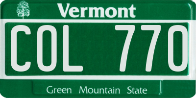 VT license plate COL770